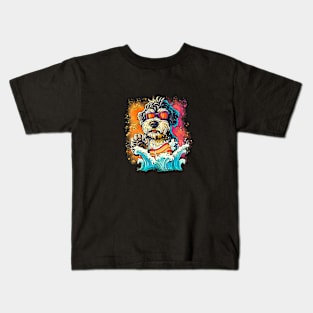 Colourful Cool Golden Doodle Dog with Sunglasses Kids T-Shirt